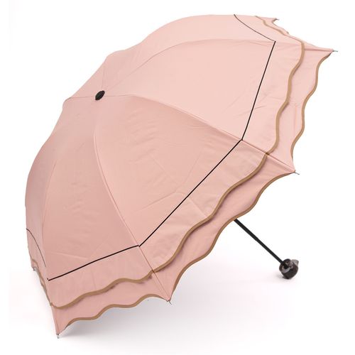 公主荷葉邊折疊晴雨傘女黑膠遮陽(yáng)防紫外線太陽(yáng)傘遮陽(yáng)傘